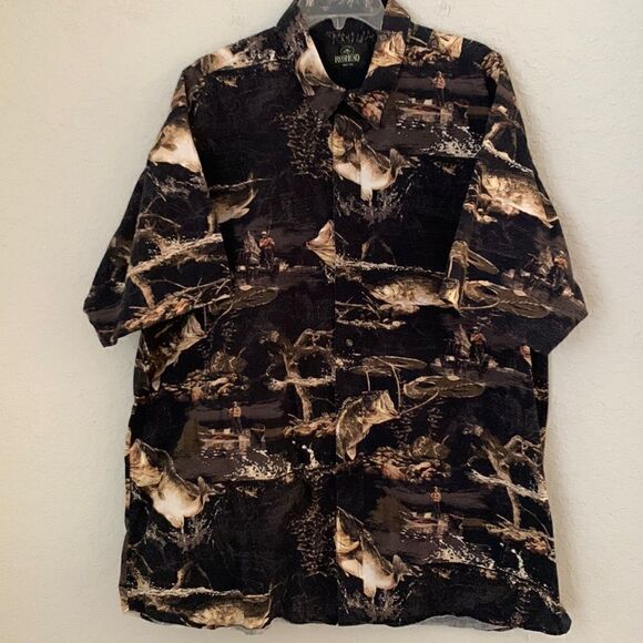 RedHead Men’s Fish Print Short Sleeves Shirt Size XXL - Picture 1 of 8